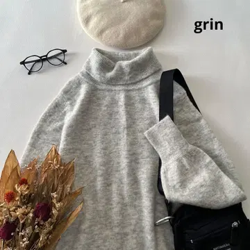 b1678* 그린 grin 알파카 울 니트 터틀 원피스