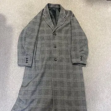 체크 무늬 체스터 코트 울 혼방