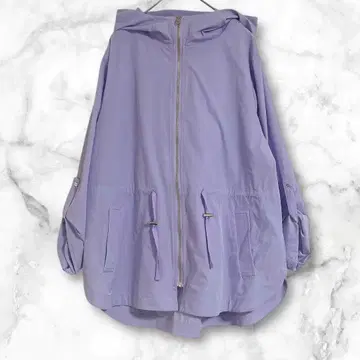후드 부착 경량 자켓 얇은 소재 점퍼 M 퍼플 심플 무지