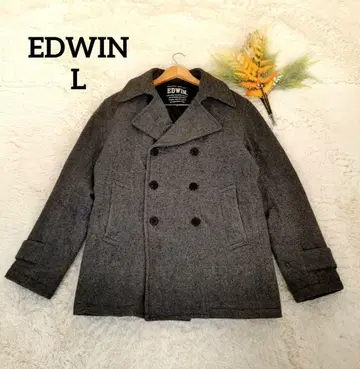 에드윈 남성용 멜톤 피 코트 (L) 그레이 울 혼방 더블 브레스트