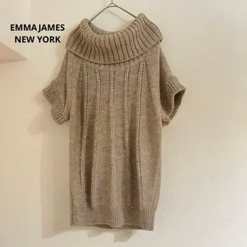 [엠마 제임스 뉴욕] 반팔 터틀넥 니트 M 골지 레이어드