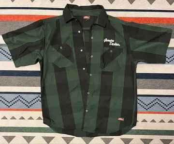 Dickies 반팔 워크 셔츠 L 사이즈 그린/블랙