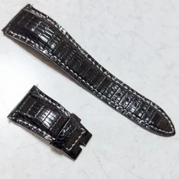 시계 벨트 22mm 리자드 죽반(타케후) 뒷면 발수 블랙
