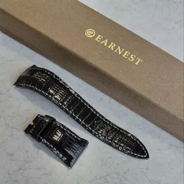 시계 벨트 22mm 리자드 죽반(타케후) 뒷면 발수 블랙 EARNEST