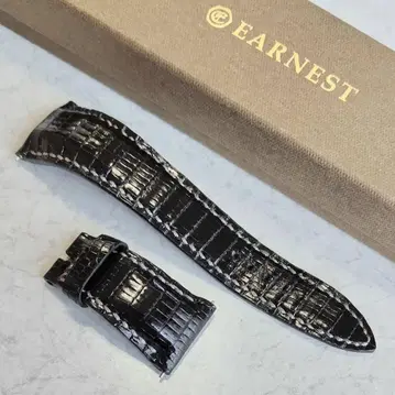 시계 벨트 22mm 리자드 죽반(타케후) 뒷면 발수 블랙 EARNEST
