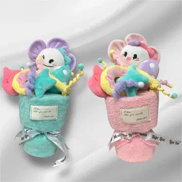 꽃다발형 봉제 인형 스카이블루 핑크 BIGOLIVE