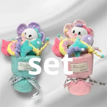 꽃다발형 봉제 인형 스카이블루 핑크 BIGOLIVE