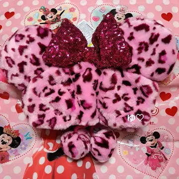 디즈니 팬캡 미니 레오파드 무늬 핑크 택 포함 새상품
