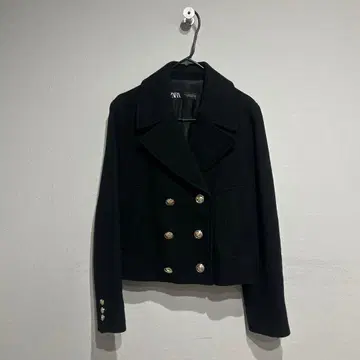 ZARA 크롭 더블 브레스트 울 블렌드 코트