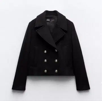ZARA 크롭 더블 브레스트 울 블렌드 코트