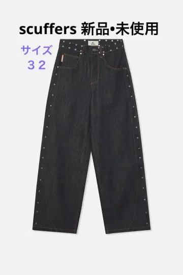 Scuffers 리지드 데님 팬츠 32 와이드 데님 스터드 부착