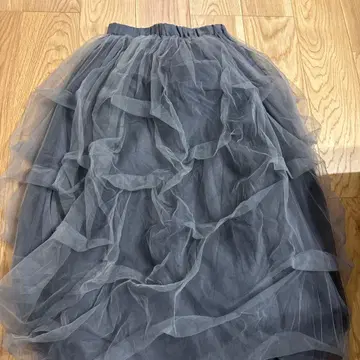 moussy 그레이 튤 롱 스커트