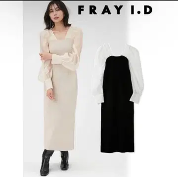 FRAY I.D 긴팔 니트 원피스 블랙 화이트