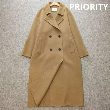 프라이오리티 오버 사이즈 울 더블 브레스트 코트 미사용에 가까운 새상품급