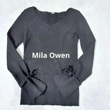 Mila Owen 니트 리본 슬리브 긴팔 상의