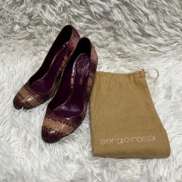 레어 SERGIO ROSSI 세르지오로시 핑크 스네이크 패턴 34사이즈