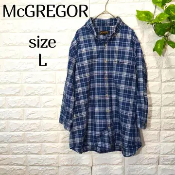 [ 맥레거 ] 체크 셔츠 남성용 파랑 L 긴팔 90~00 자수 로고