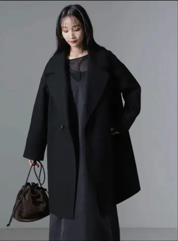 [나노 유니버스] 멜톤 저지 와이드 체스터 코트 블랙