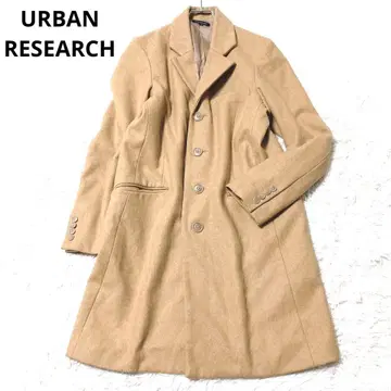 어반 리서치 체스터 코트 롱 코트 아우터 울 혼방 브라운