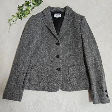 새상품급 유니클로 헤링본 무늬 트위드 자켓 울 혼방 그레이 [ M ]