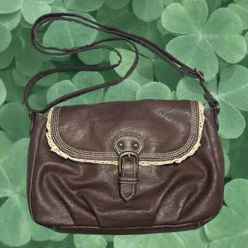 00s 레이스 브라운 가죽 숄더백 페어리 그런지 모리걸