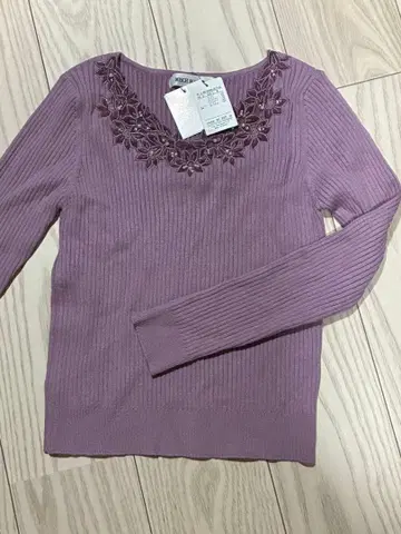 MISCH MASCH 퍼플 자수 니트 M