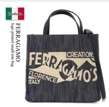 FERRAGAMO 로고 프린트 스몰 토트백