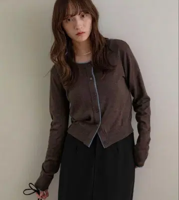 NOAHL 노알 배색 니트 가디건 상의