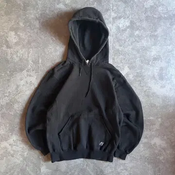 00s 러셀 애슬레틱 후드 맨투맨 블랙 M 무지 구제 의류 전면 V