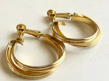 골동품 골드 겹침 후프 링 vintage 귀찌