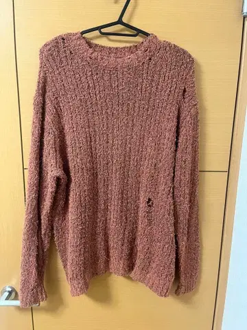 ZARA XL 핑크 데미지 니트 스웨터