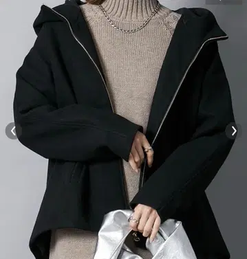 페이크 울 후디드 숏코트 LL