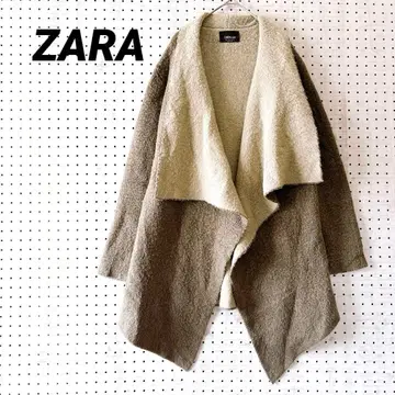 자라 배색 드레이프 가디건 (L) 입체 실루엣 니트 모카 브라운 부드러움