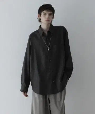 remer 루즈 베이직 오버 사이즈 셔츠 - 듀얼 트위드 M 사이즈