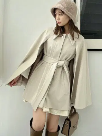 더즐린 케이프 플레어 자켓 코트 허리 벨트 포함