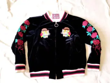 에이미 호랑이 장미 자수 벨벳 스카잔