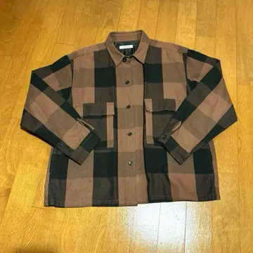 브라운 블랙 체크 무늬 셔츠 자켓