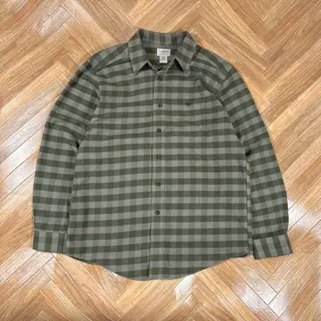 엘엘빈 블록 체크 플란넬 셔츠 그린 카키 긴팔 M-REG