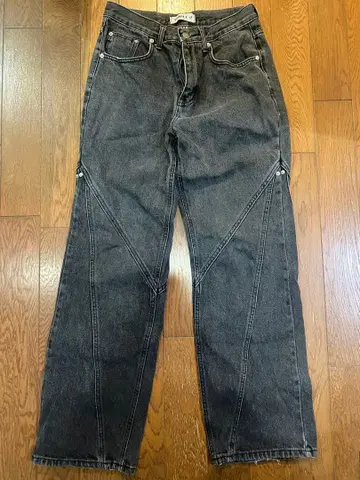 TRIPLE J 다크 그레이 와이드 레그 데님