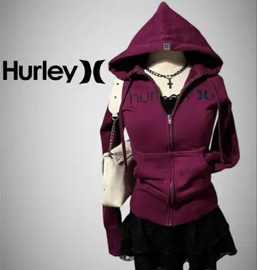 Hurley 하 지퍼 후드티 와인 레드 Y2K 헤이세이 갸루