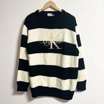 90s 캘빈클라인 빅 로고 보더 니트 2XL