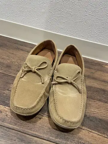 ZARA 베이지 스웨이드 로퍼 데크 슈즈