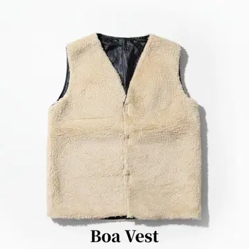 [ 빈티지 ] 보아 베스트 플리스 라이너 베스트 크림 구제 의류 V넥