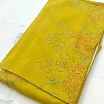 순수 실크 이중 기모노 부츠케 코몬 넓은 카라 동백꽃 연결 무늬