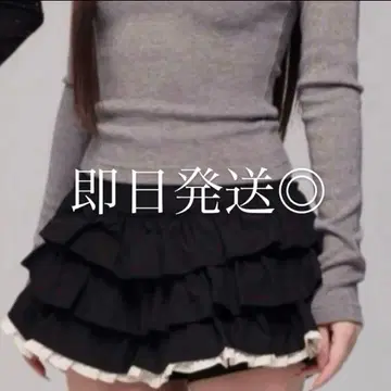 andwang Charm frill culotte mini skirt