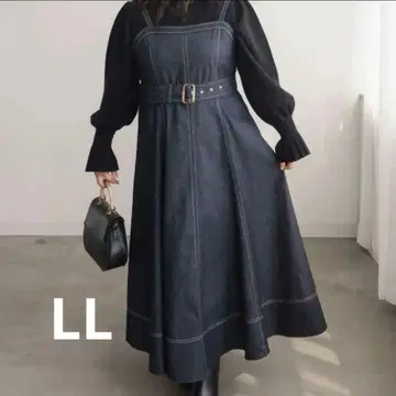 [ 새상품급 ] CLETTE 오리지널 배색 스티치 데님 플레어 원피스