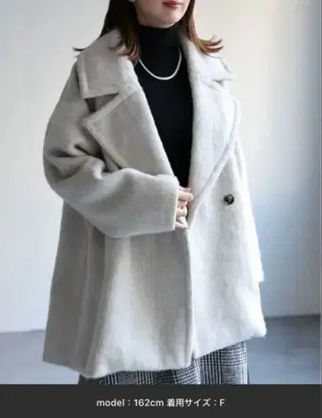 sakishimatokyo 미들 기장 샤기 피 코트