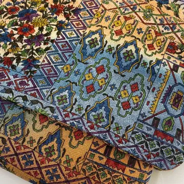 순수 실크 이중 기모노 사라사 코몬 넓은 카라 오리엔탈 크레이프 원단