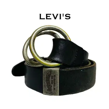 리바이스 빈티지 가죽 벨트 더블 링 버클 블랙
