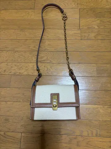 캔버스 턴락 체인 핸들 백